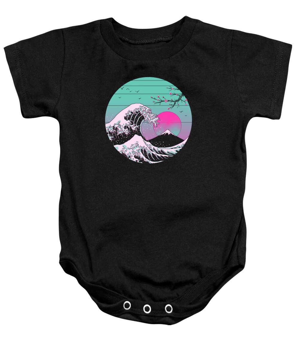Great Wave Baby Onesie featuring the digital art The Great Vapor Aesthetics by Vincent Trinidad