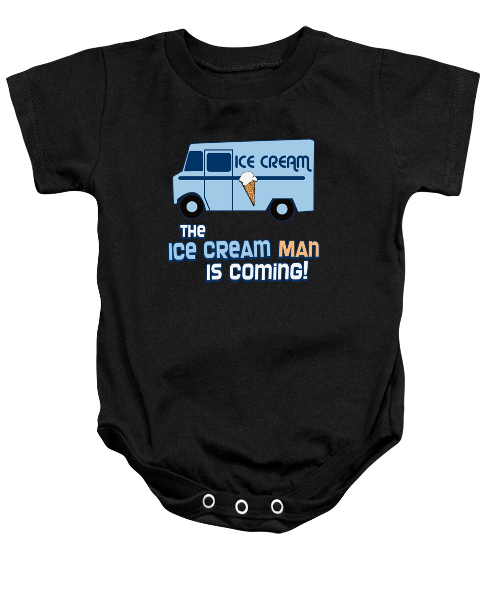 Funny Baby Onesie featuring the digital art The Ice Cream Man Is Coming by Flippin Sweet Gear