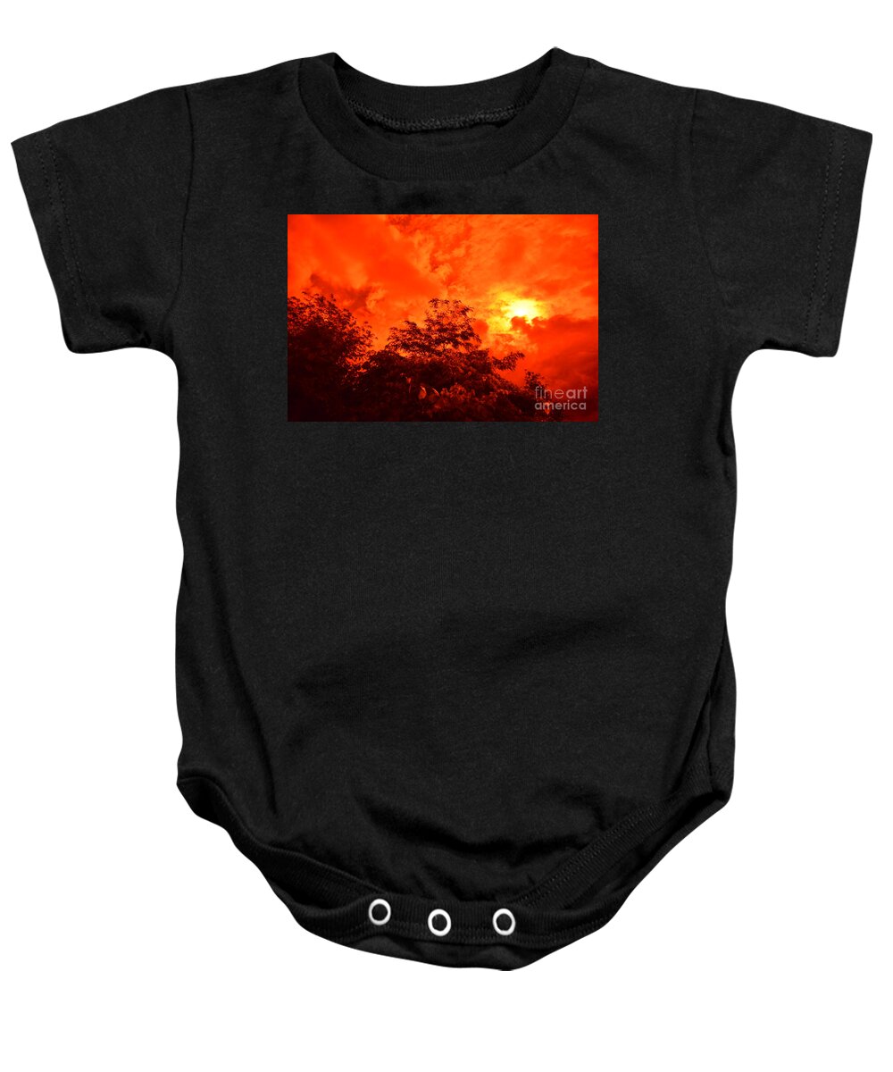 Sun Baby Onesie featuring the photograph The Inferno by Sheila Lee