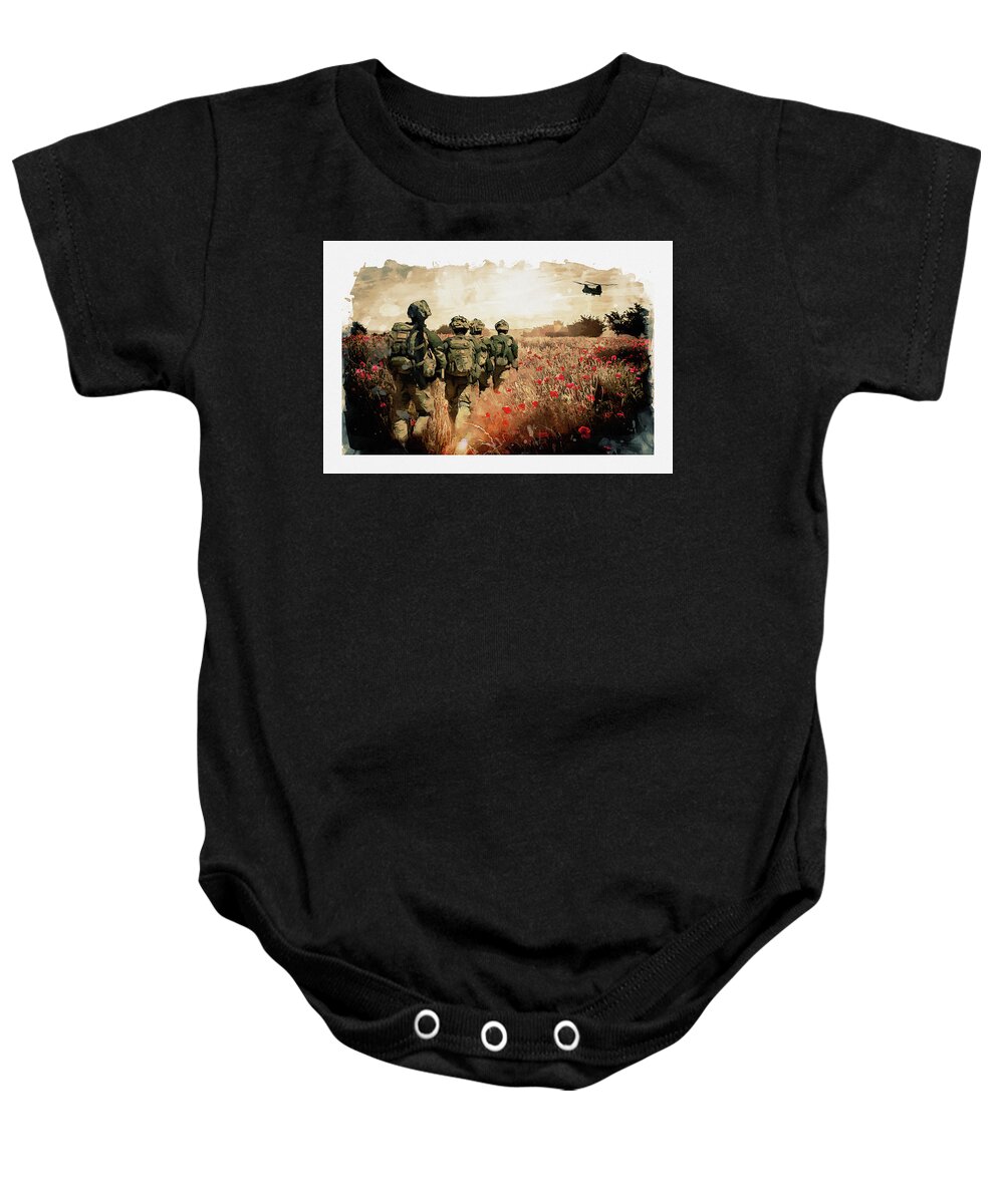 Soldiers And Poppies Baby Onesie featuring the digital art The Last Ride by Airpower Art