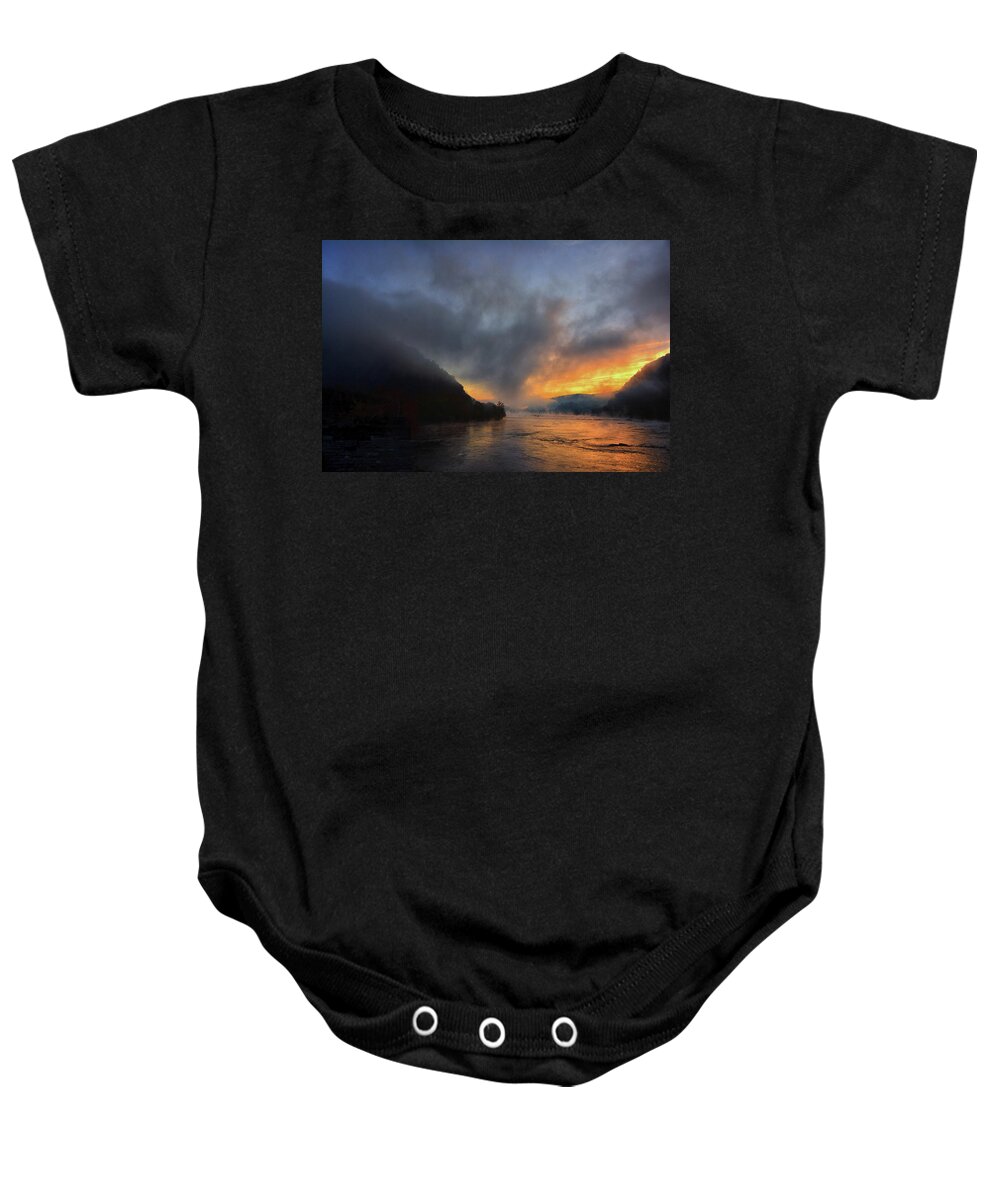 The Point Harpers Ferry At Sunrise Baby Onesie featuring the photograph The Point Harpers Ferry at Sunrise by Raymond Salani III
