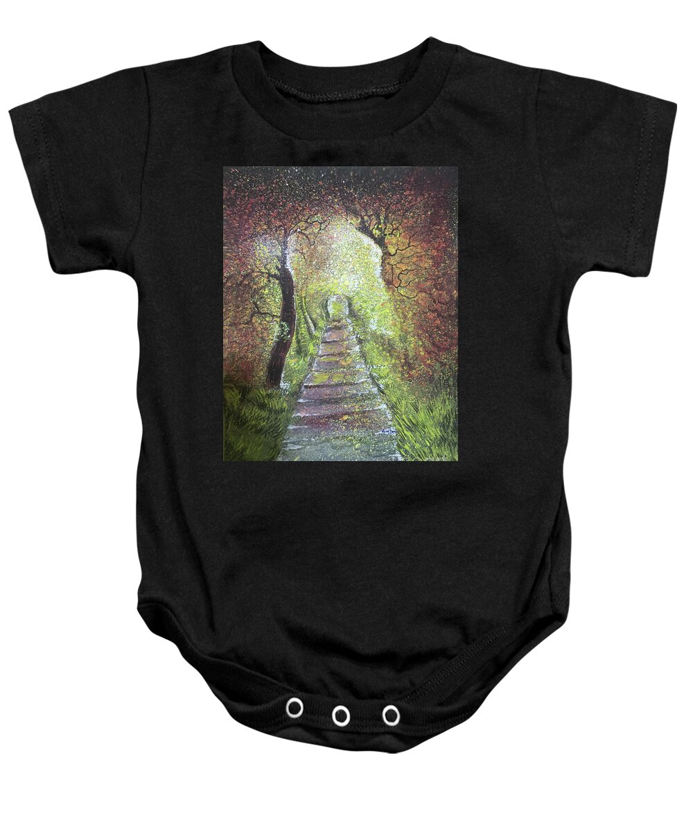 Watercolor Paper Baby Onesie featuring the painting The secret life of fireflies by Remy Francis