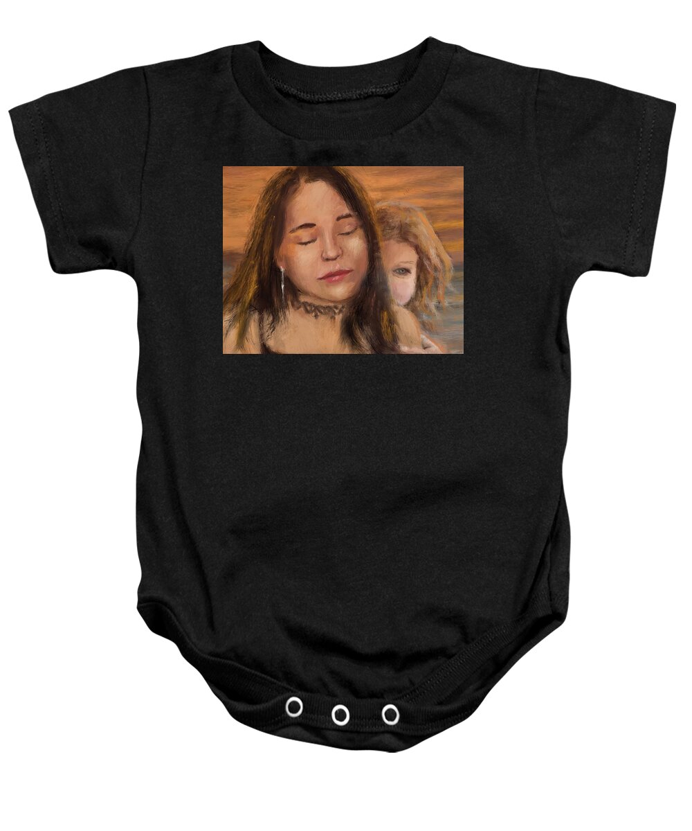 Younger Self Baby Onesie featuring the digital art The Voice Of Her Younger Self by Larry Whitler