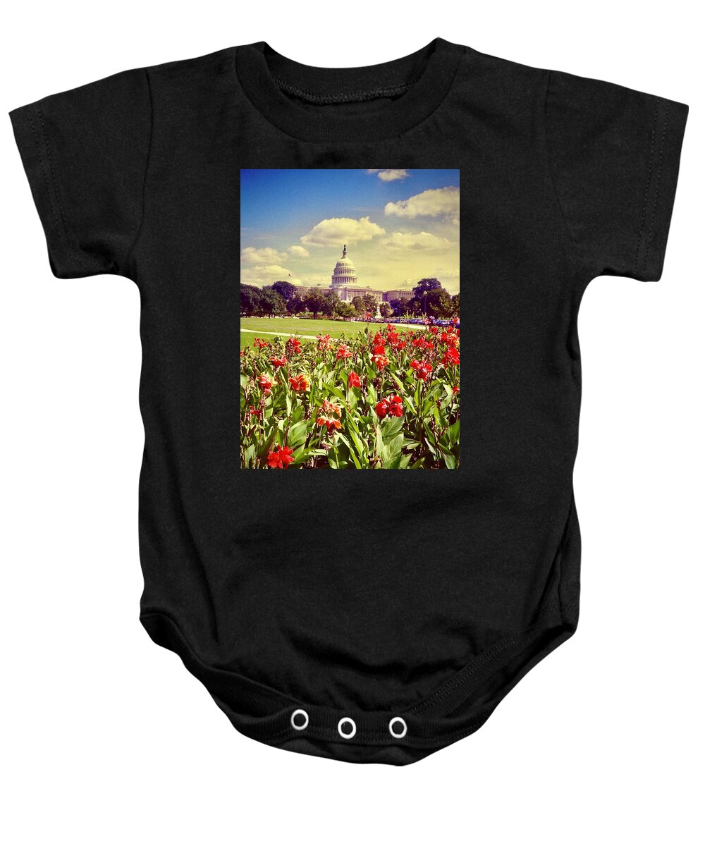  Baby Onesie featuring the photograph The Washington State Capitol 1984 by Gordon James