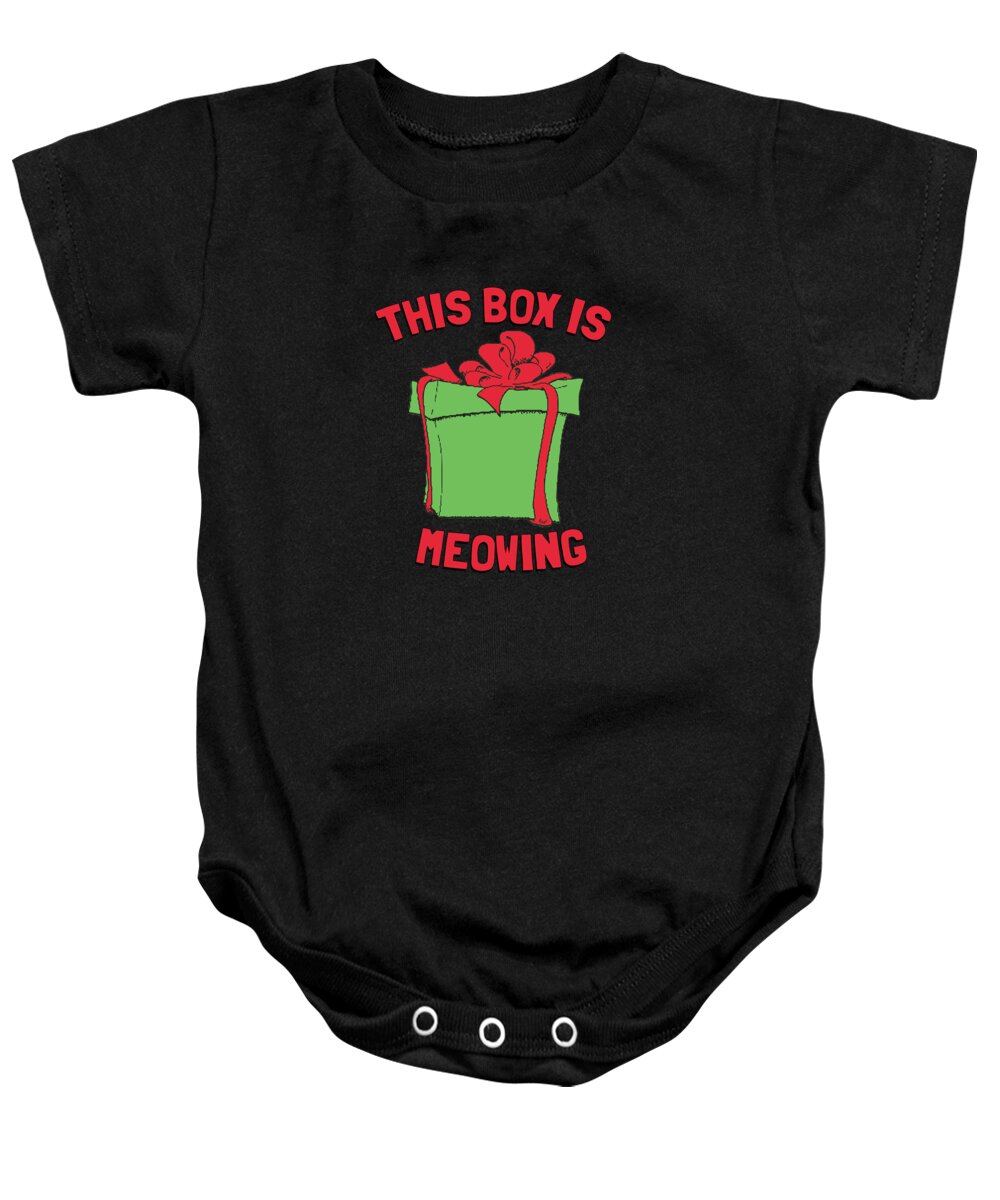 Christmas 2023 Baby Onesie featuring the digital art This Box Is Meowing by Flippin Sweet Gear