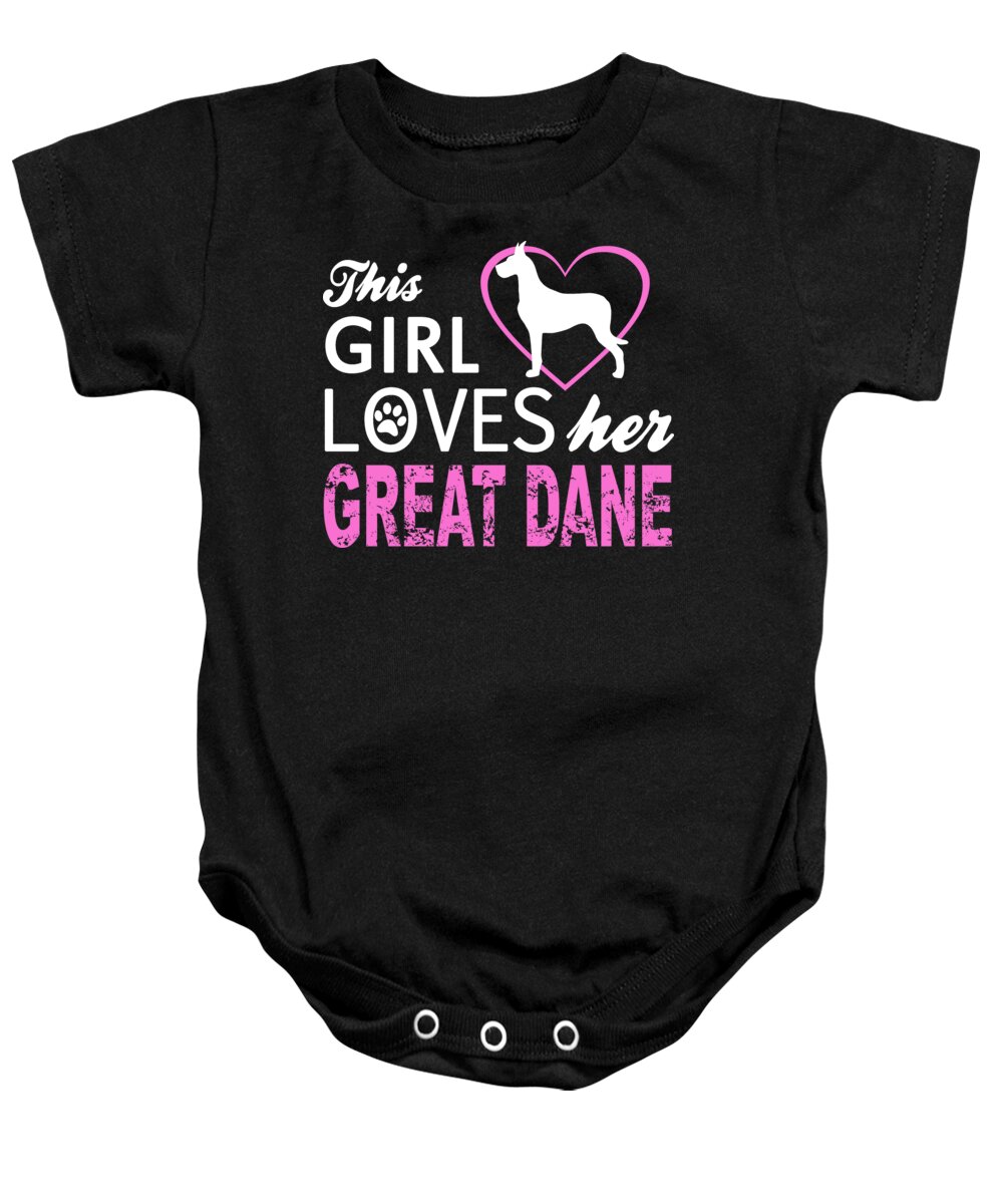 Great Dane Lover Baby Onesie featuring the digital art This Girl Loves Her Great Dane Dog Mom by Jacob Zelazny