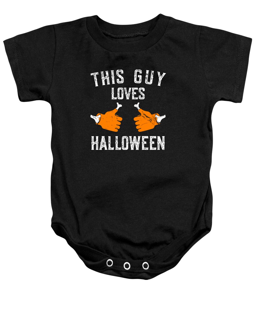 Funny Baby Onesie featuring the digital art This Guy Loves Halloween by Flippin Sweet Gear