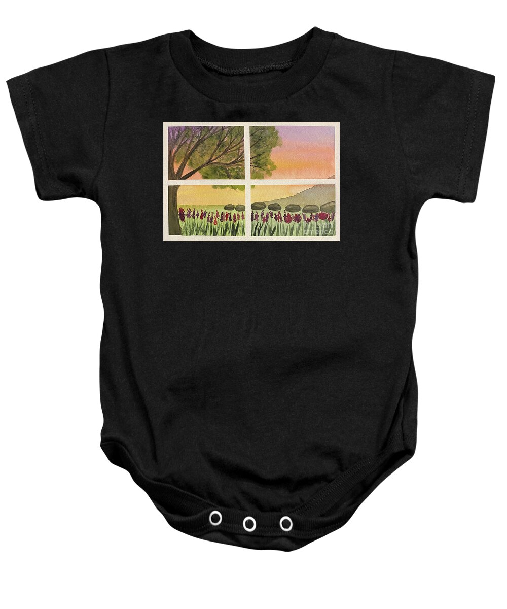 Window Baby Onesie featuring the painting Through the Window by Lisa Neuman