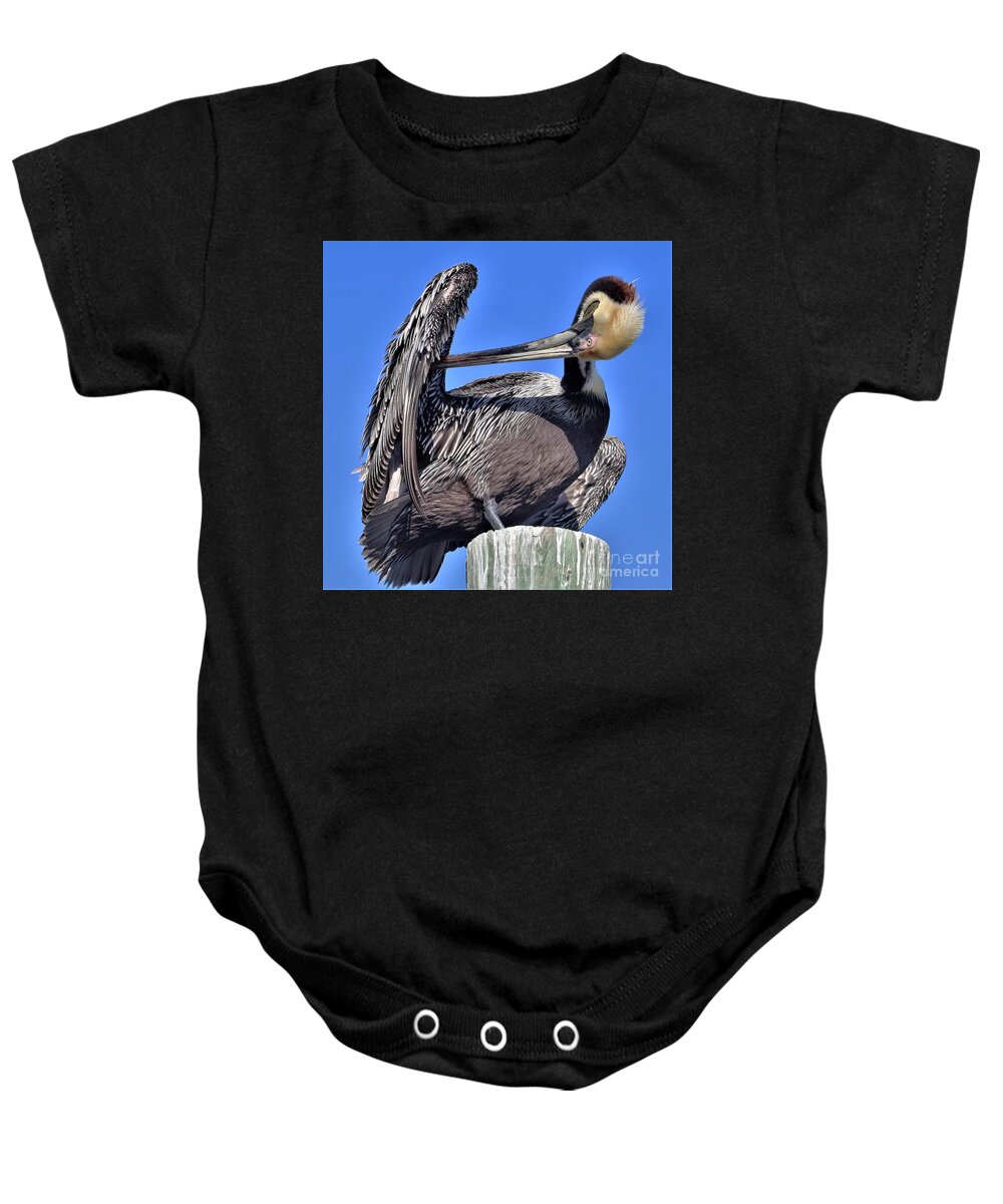 Pelican Baby Onesie featuring the photograph Time to Preen by Joanne Carey