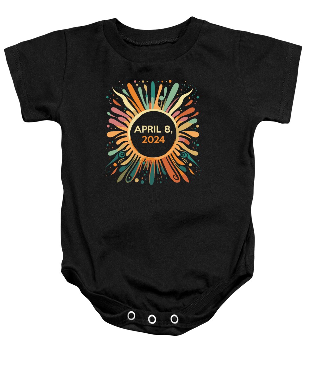 Total Eclipse Baby Onesie featuring the digital art Total Eclipse April 8 2024 Totality by Flippin Sweet Gear