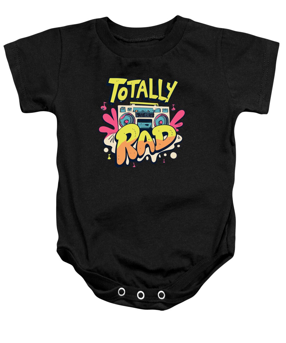 80s Baby Onesie featuring the digital art Totally Rad Retro 80s Boombox by Flippin Sweet Gear