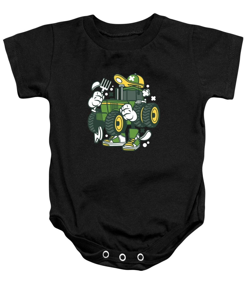 Country Baby Onesie featuring the digital art Tractor Cute Funny Tractor Pulling Thing Gift by Thomas Larch