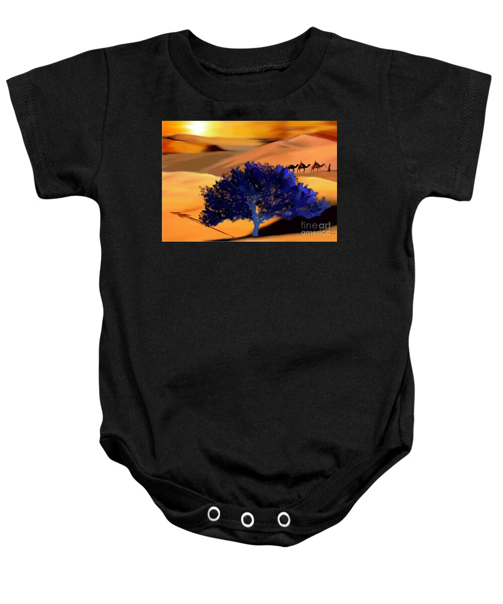 Desert Baby Onesie featuring the digital art Tree of life by Bless Misra