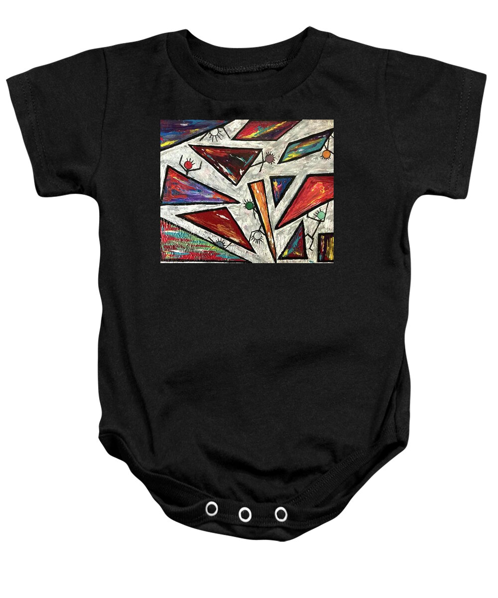 Oil Baby Onesie featuring the painting Triangulate by Mike Coyne