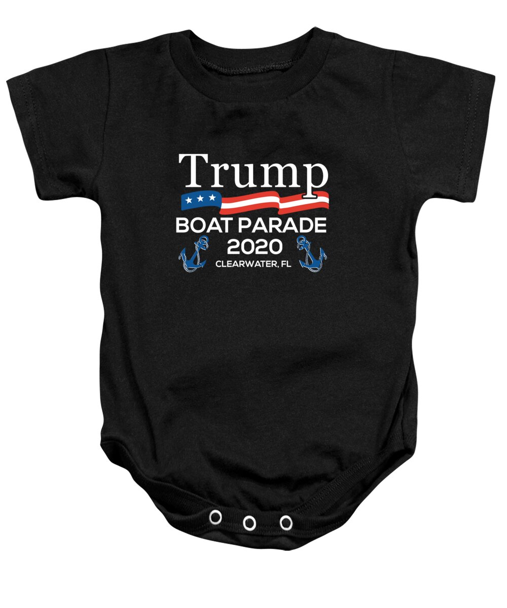 Cool Baby Onesie featuring the digital art Trump Boat Parade Clearwater FL 2020 by Flippin Sweet Gear