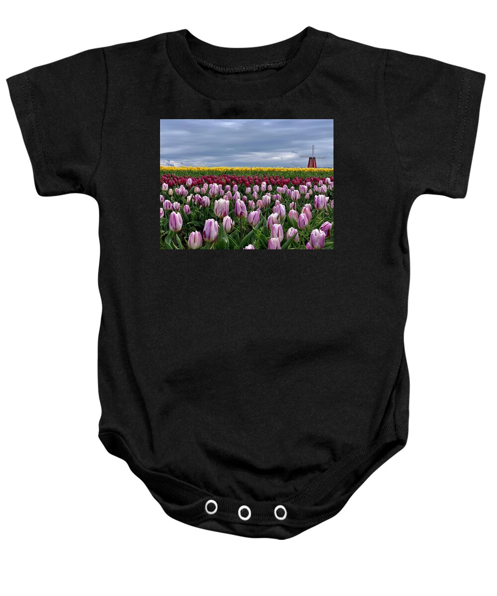 Tulip Baby Onesie featuring the photograph Tulip Fields by Brian Eberly