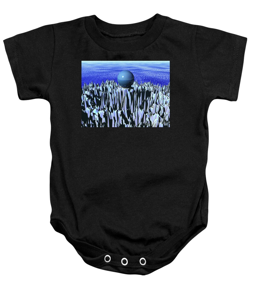 Landscape Baby Onesie featuring the digital art Turquoise Sphere by Phil Perkins