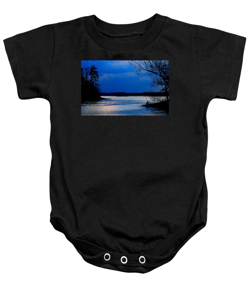 Landscape Baby Onesie featuring the photograph Twilight Time Fisherman by Mary Walchuck
