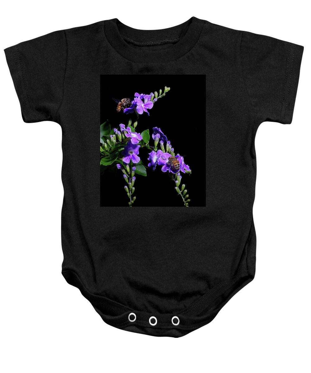 Bees Baby Onesie featuring the photograph Two Honeybees by Richard Rizzo
