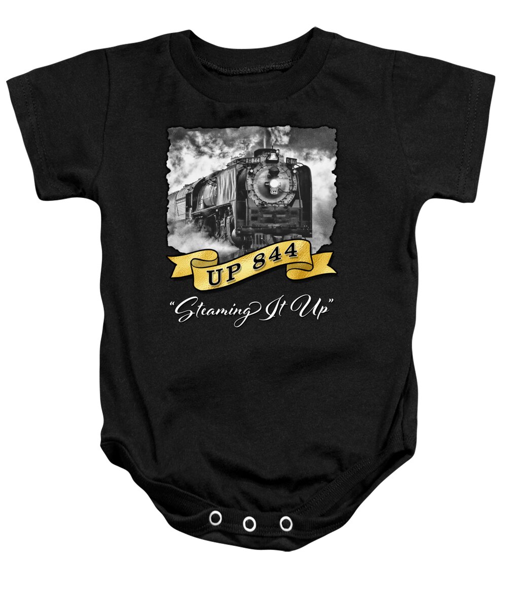 Locomotive Baby Onesie featuring the photograph UP 844 Steaming It Up by Bill Kesler