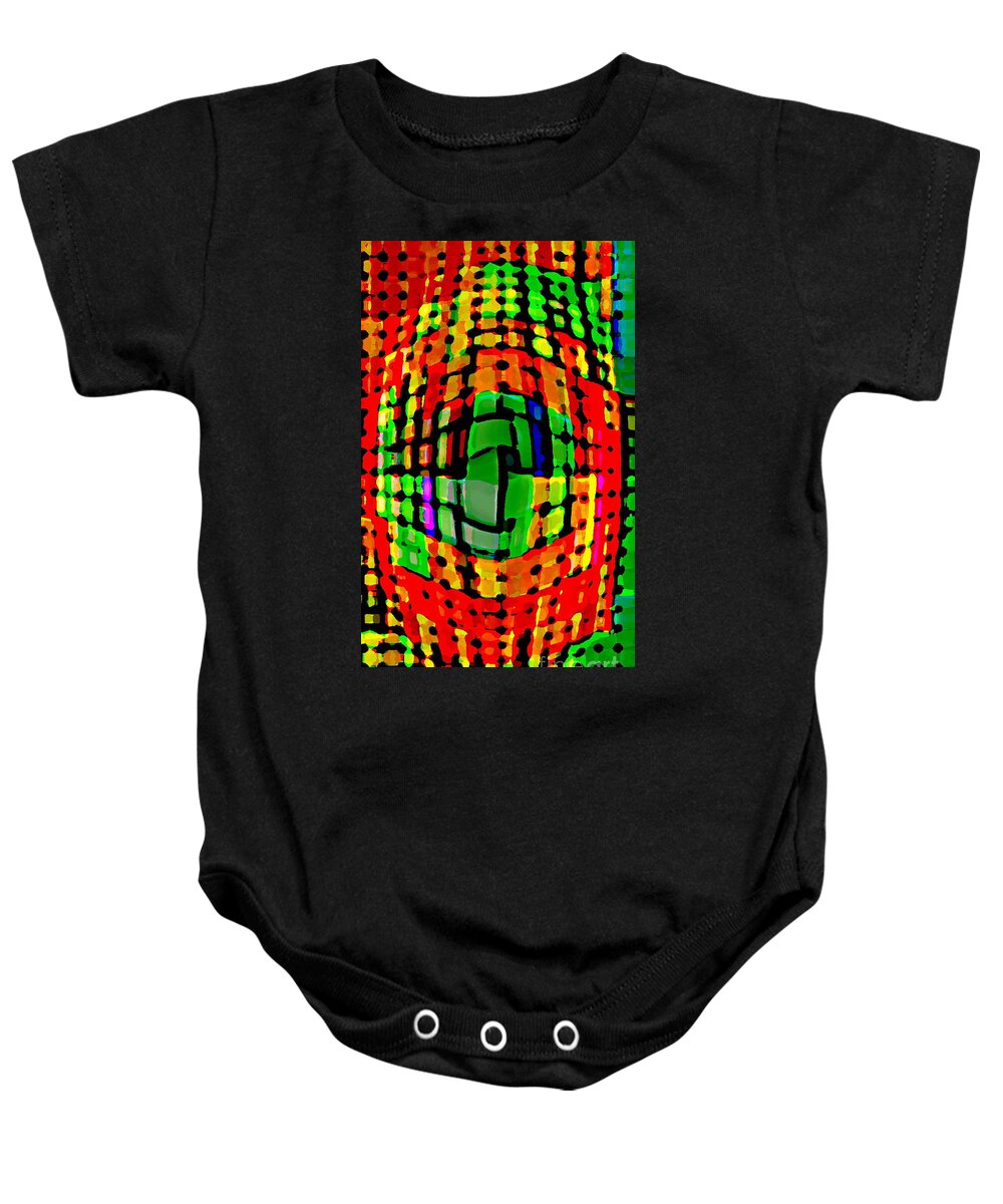 Bold And Colorful Cubistic Design Wearable Fine Art Happy Geometric Customized By C Spandau Artist Baby Onesie featuring the painting Bold And Colorful Cubistic Design Wearable Fine Art Happy Geometric Customized By C Spandau Artist by Carole Spandau