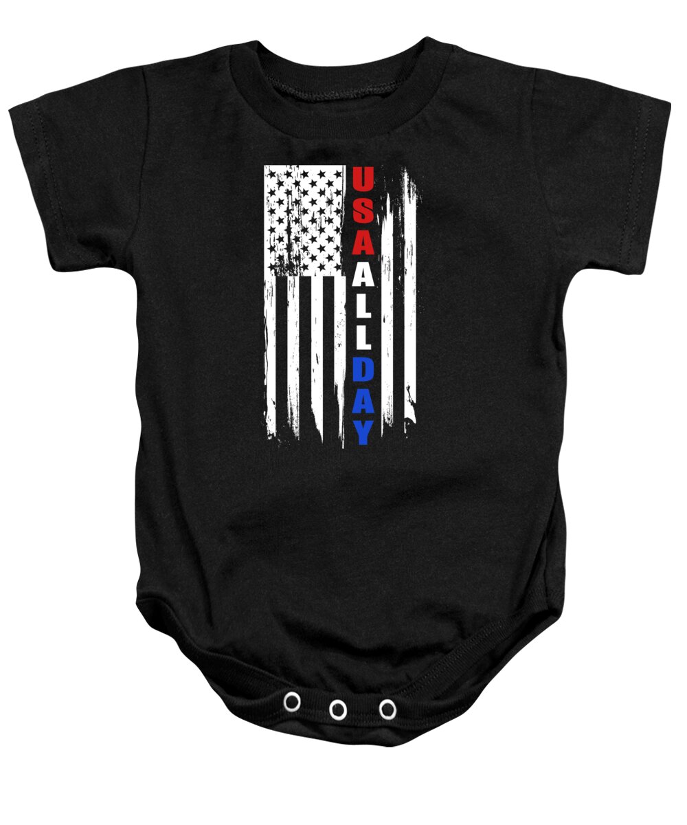 Military Baby Onesie featuring the digital art USA All Day by Jacob Zelazny