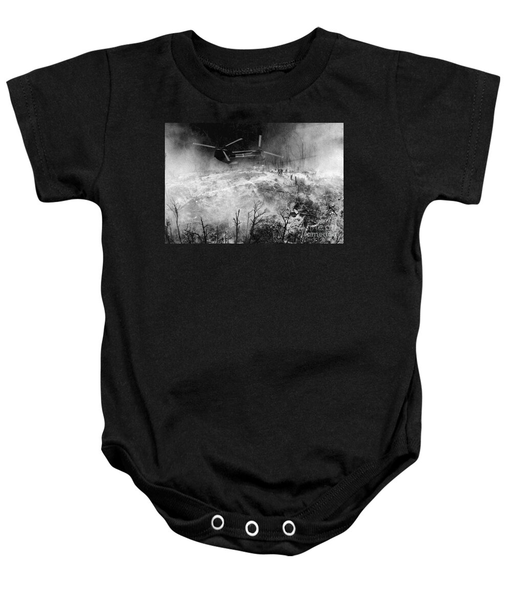 1969 Baby Onesie featuring the photograph Veitnam War Helicopter, 1969 by Jim De Witt