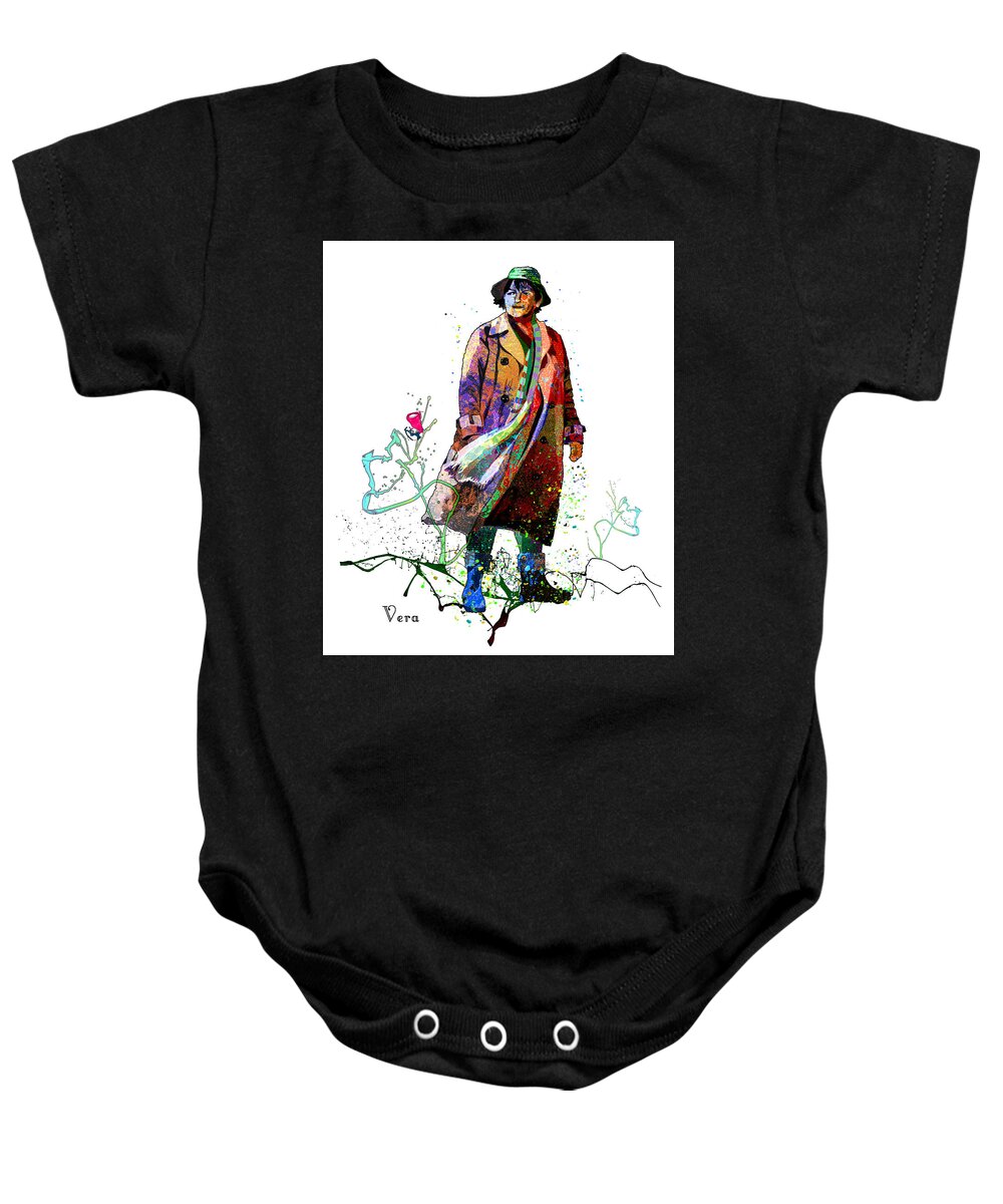 Watercolour Baby Onesie featuring the mixed media Vera Stanhope by Miki De Goodaboom