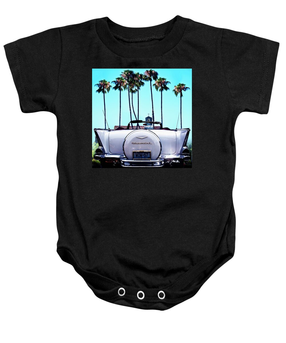 Chevrolet Belair Baby Onesie featuring the photograph Vintage Chevrolet Convertible by Larry Butterworth