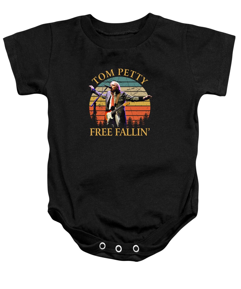 Tom Petty Baby Onesie featuring the digital art Vintage Free Fallin by Notorious Artist