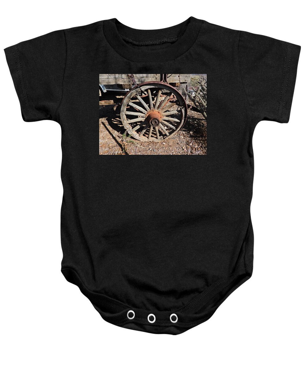 Wagon Baby Onesie featuring the photograph Wagon Wheel DSCN0881 by Michael Peychich