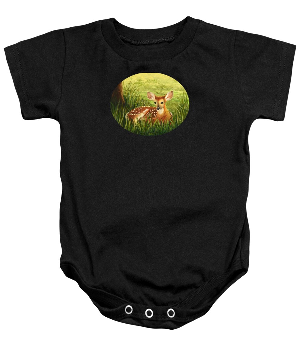 Waiting Baby Onesie featuring the painting Waiting, Oval Design by Sarah Irland