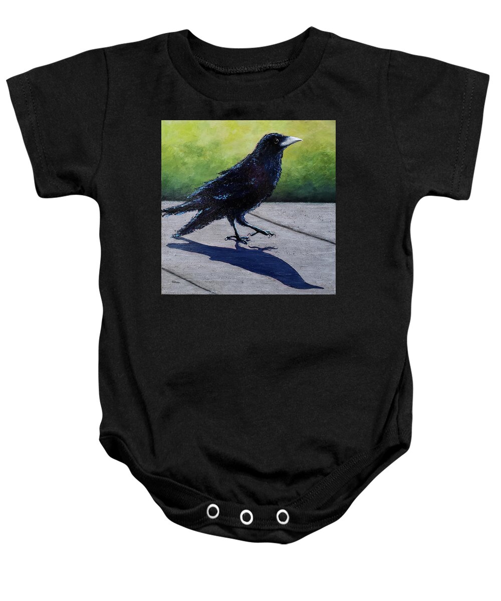 Crow Baby Onesie featuring the painting Walkin' on Sunshine by Cindy Johnston