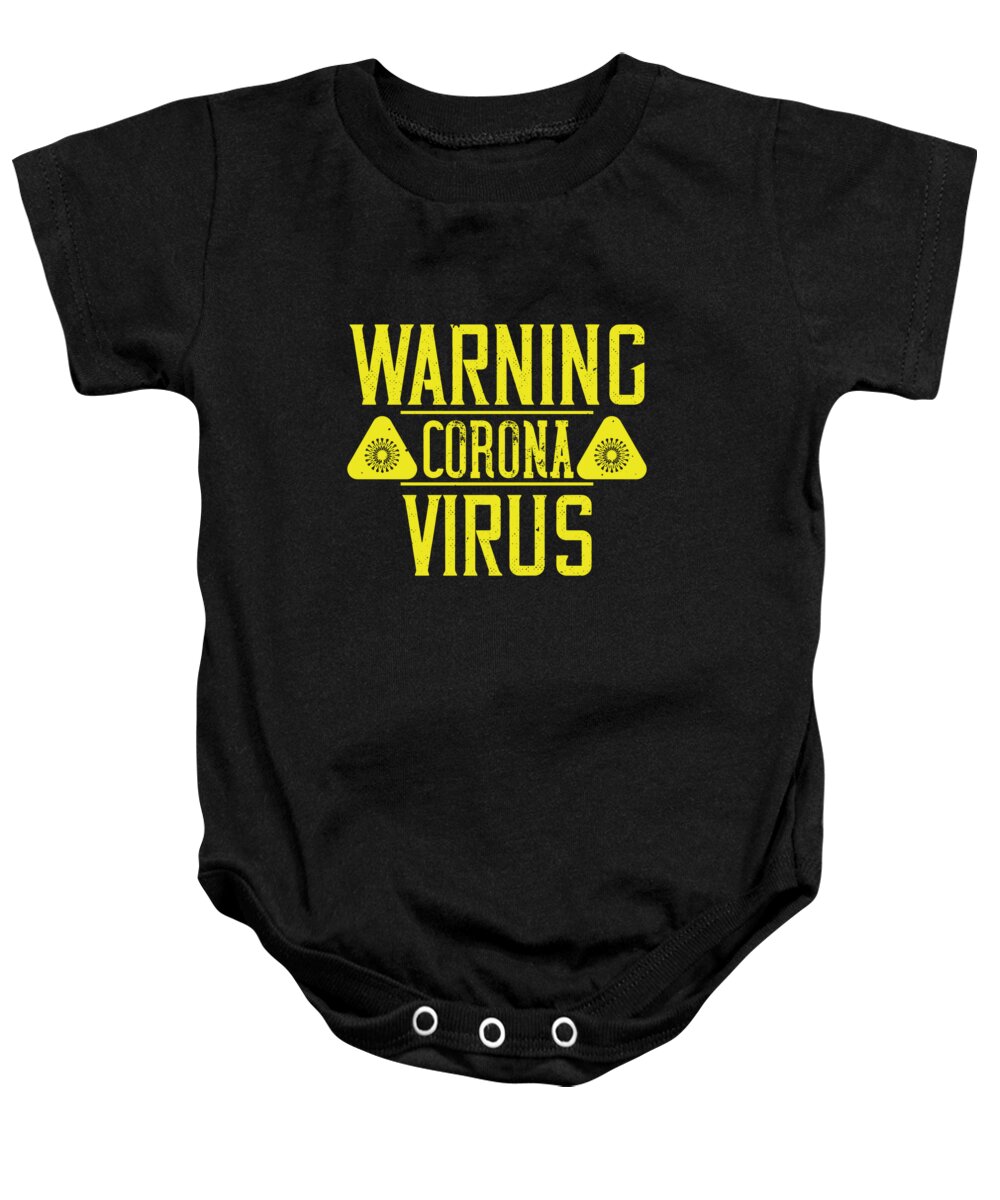 Sarcastic Baby Onesie featuring the digital art Warning Corona Virus by Jacob Zelazny