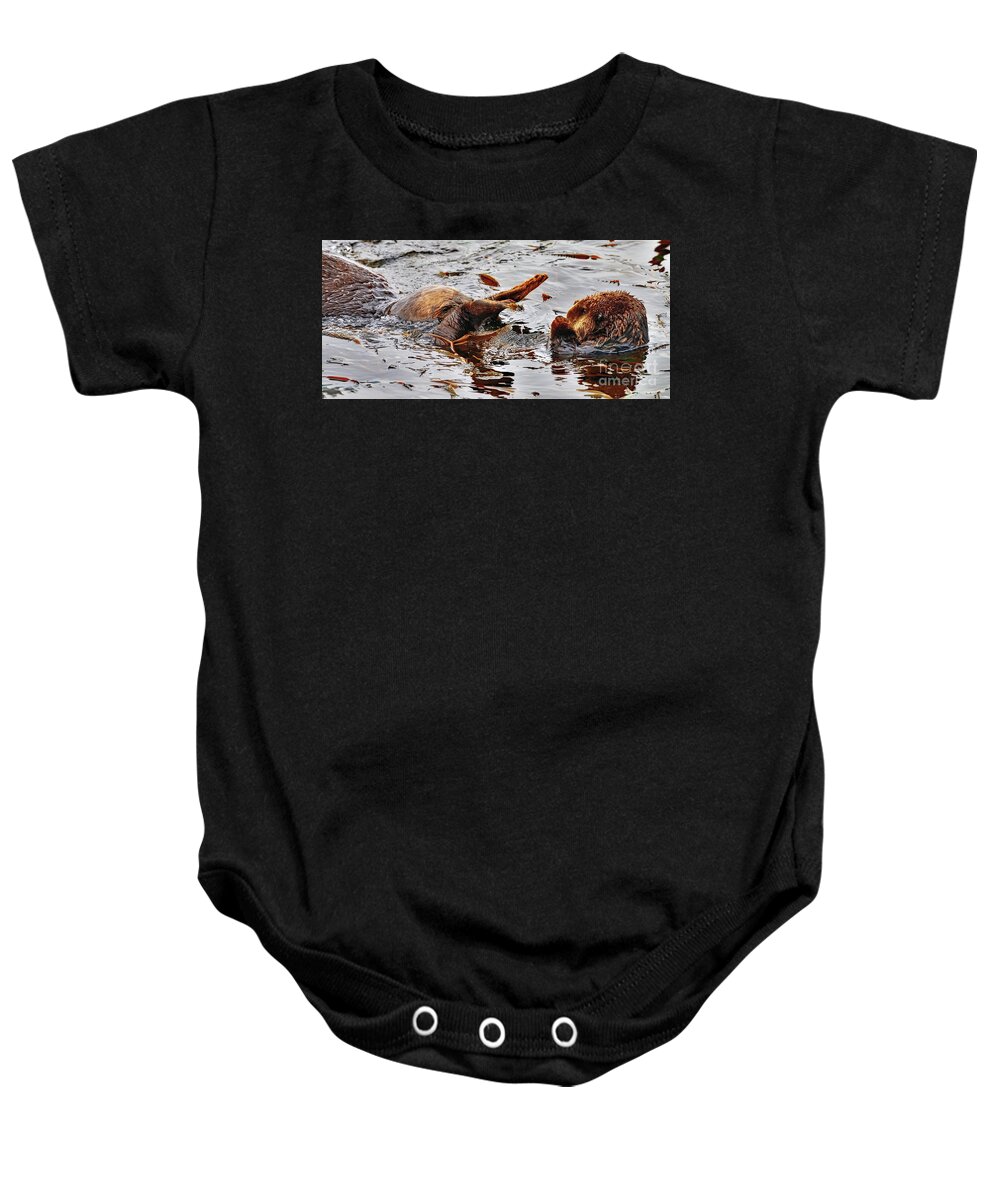 Sea Otter Baby Onesie featuring the photograph Watch where are you going by Amazing Action Photo Video