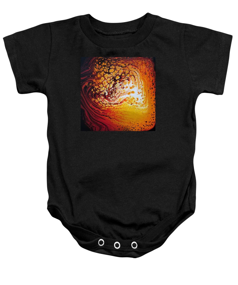 Abstract Baby Onesie featuring the painting White Hot Lava by Sue Goldberg