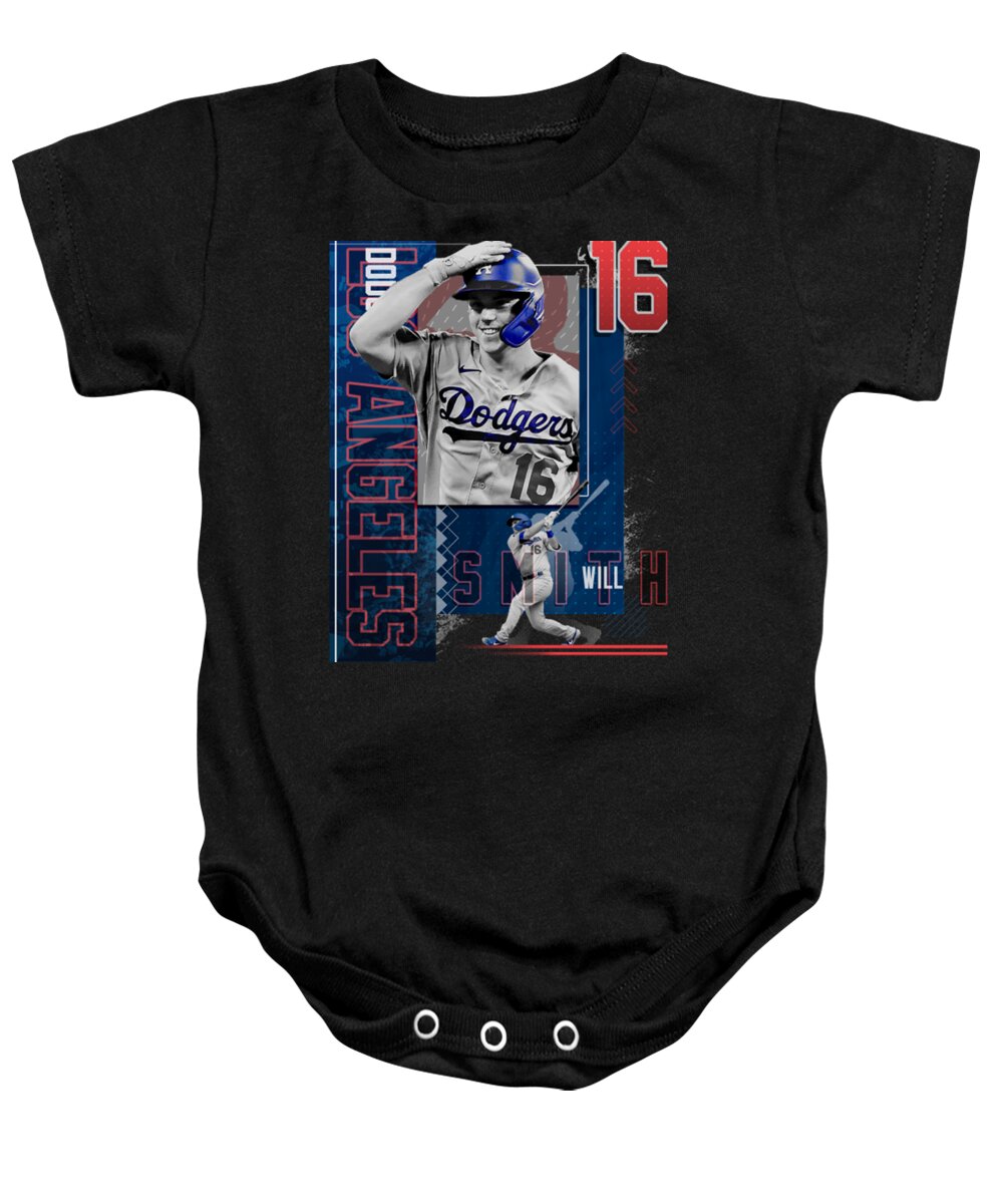 Will Smith Baseball Paper Poster Dodgers 2 Onesie by Kelvin Kent
