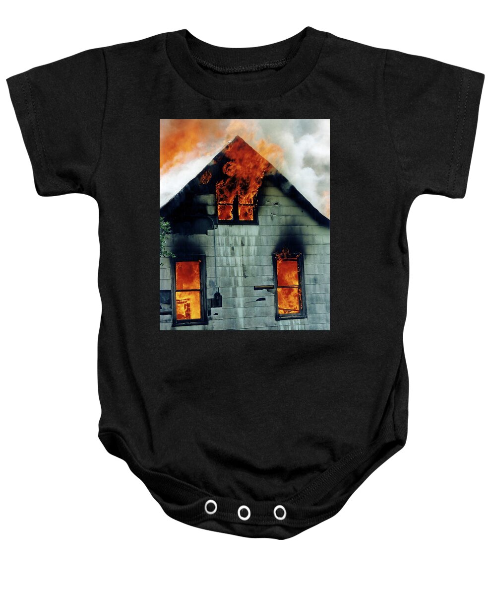 Windows Aflame Baby Onesie featuring the photograph Windows Aflame by Jennifer Robin