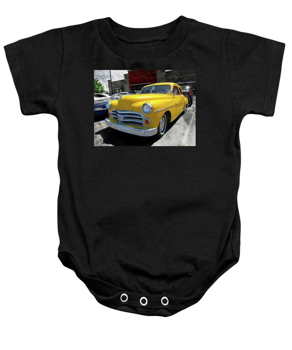 Dodge Baby Onesie featuring the photograph Yellow 1950 Dodge Coronet Coupe by DK Digital