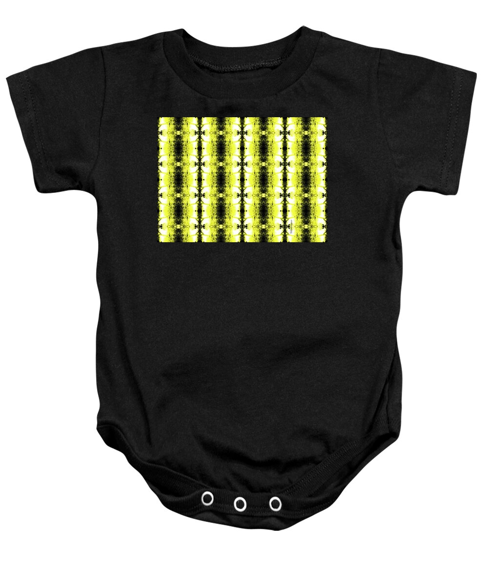 Yellow Baby Onesie featuring the digital art Yellow and Black Abstract by Teresamarie Yawn