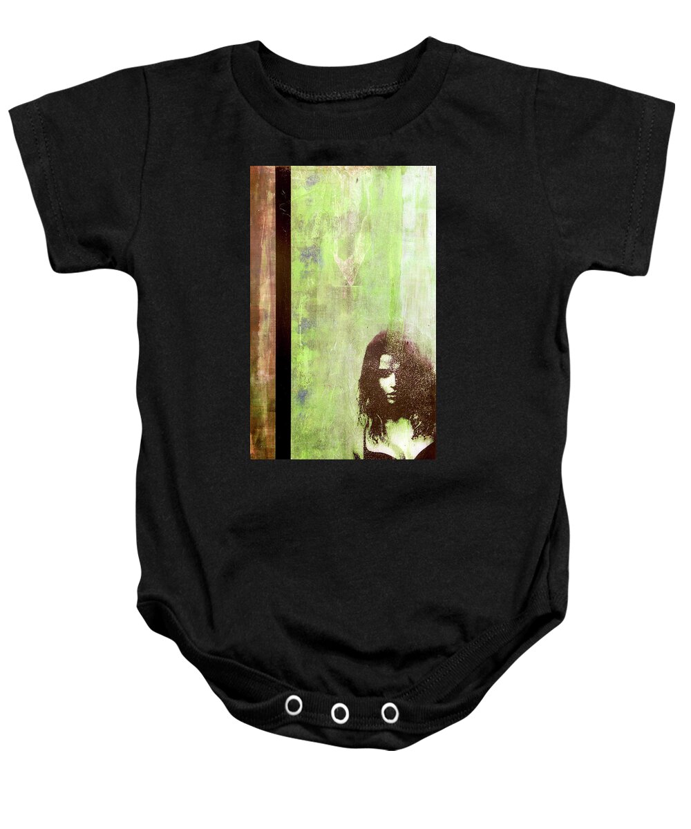 Abstract Baby Onesie featuring the painting Your Social Skills Resemble Arson by Bobby Zeik