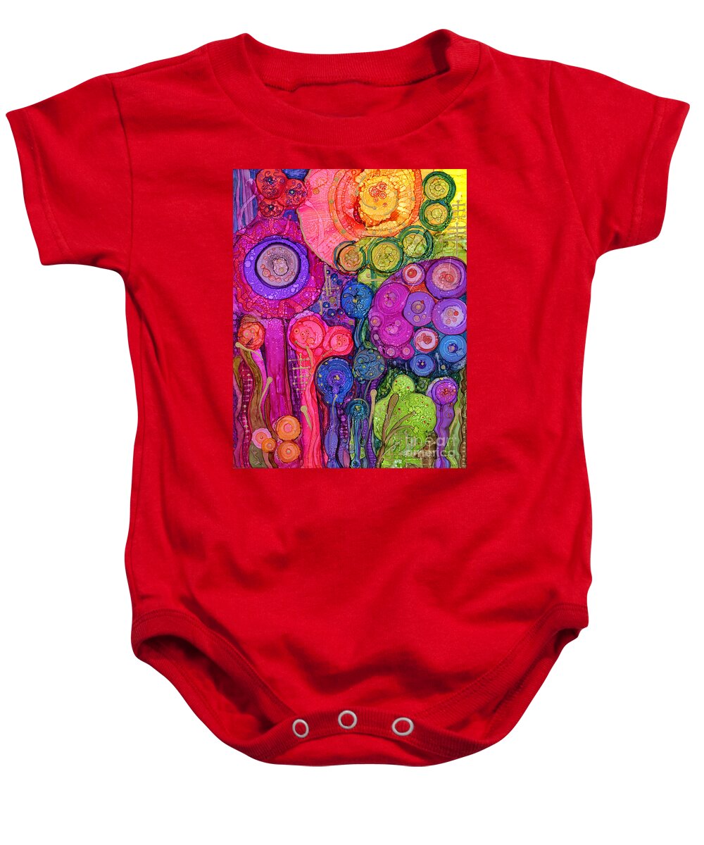 Abstract Baby Onesie featuring the painting I Think Myself Happy by Vicki Baun Barry