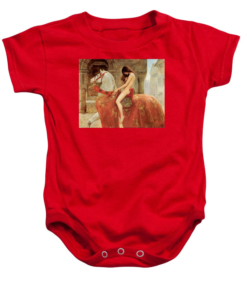 Lady Godiva Baby Onesie featuring the painting Lady Godiva #3 by John Collier
