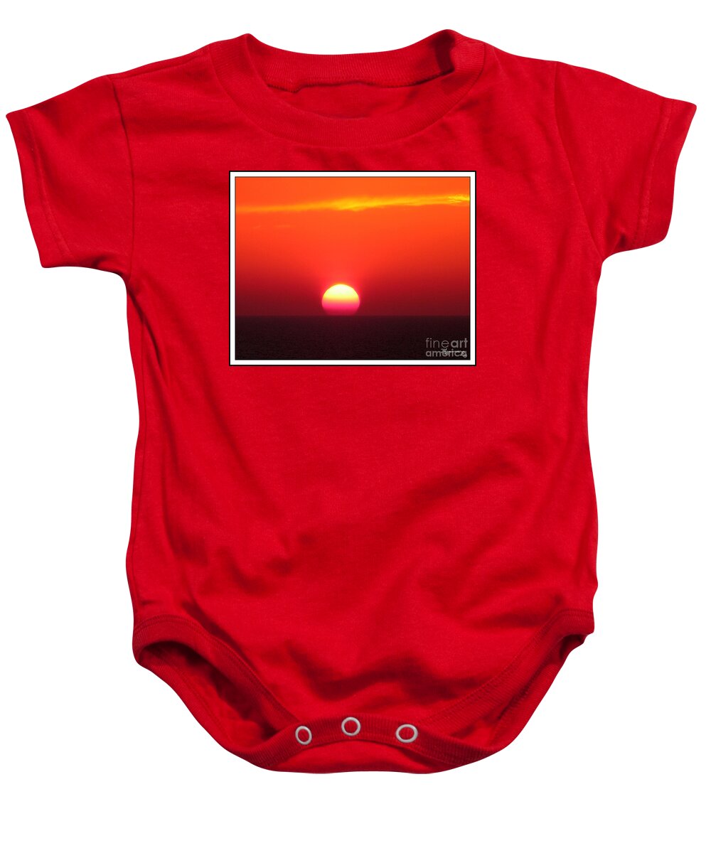 Sunset Baby Onesie featuring the photograph A Cooling Dive by Mariarosa Rockefeller