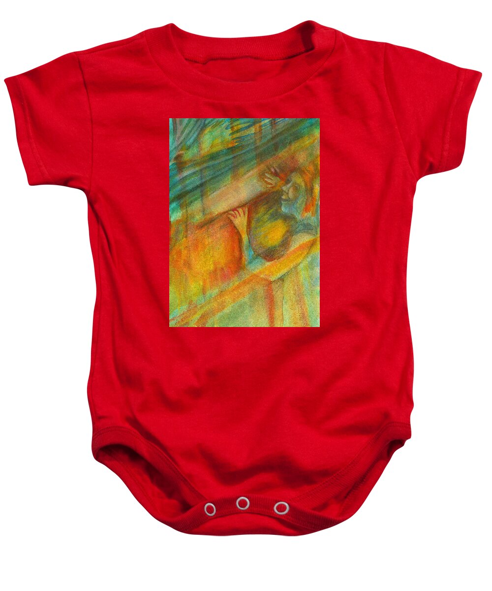 Young Girl Baby Onesie featuring the painting A moment flies by singing by Suzy Norris