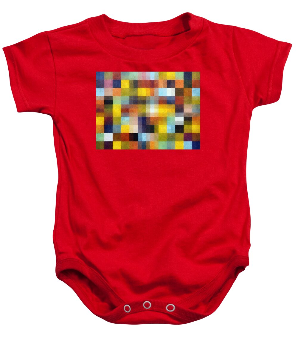 Pixels Baby Onesie featuring the painting Abstract Boxes with Layers by Michelle Calkins