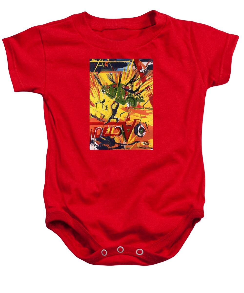 Pop Expressionism Baby Onesie featuring the painting Action Abstraction No. 1 by David Leblanc