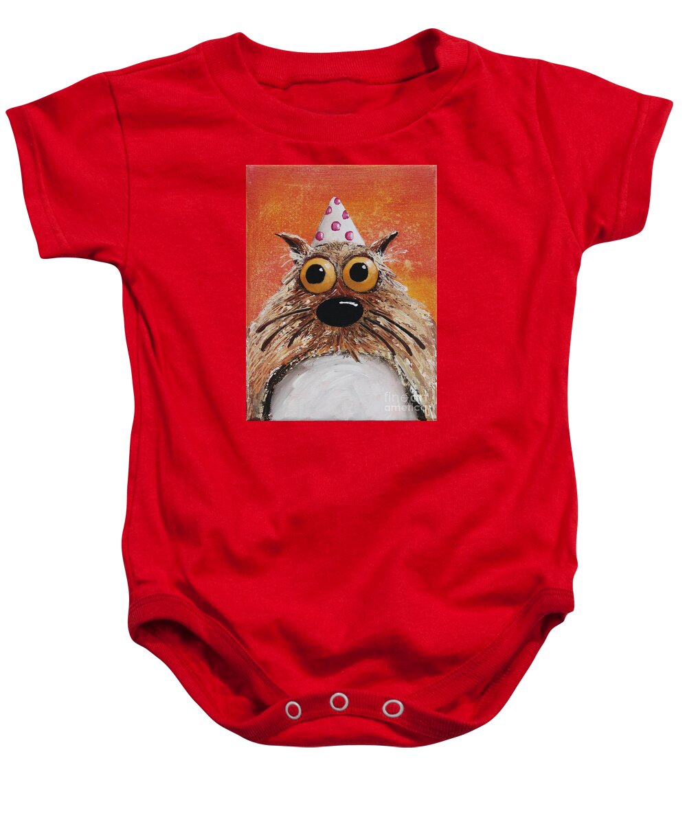 Whimsical Baby Onesie featuring the painting Catitude by Lucia Stewart