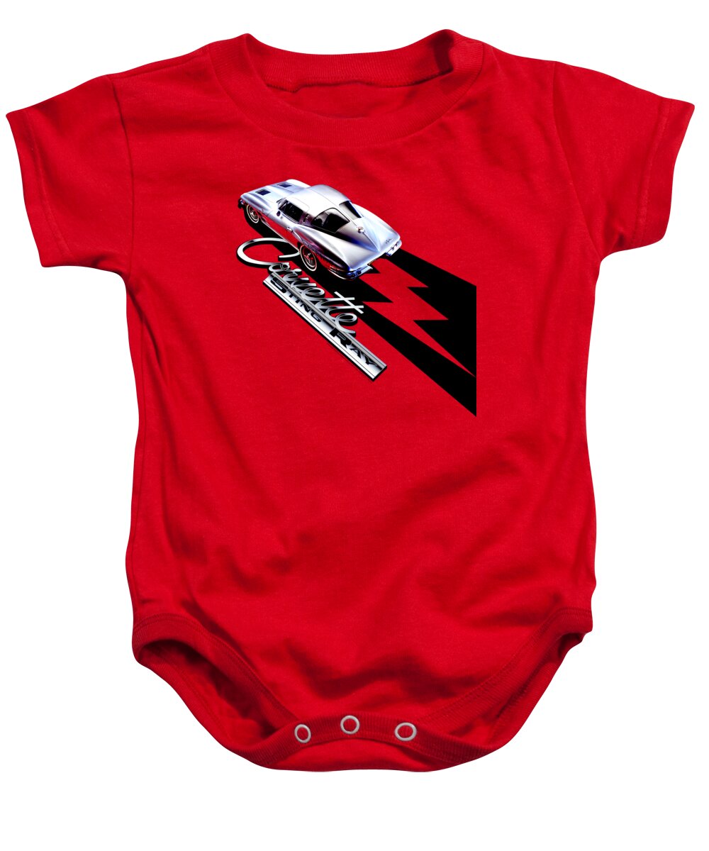  Baby Onesie featuring the digital art Chevrolet - Split Window Sting Ray by Brand A
