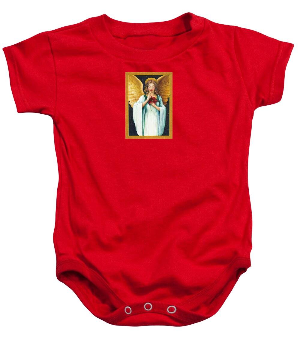 Angel Baby Onesie featuring the painting Christmas Angel by Lynn Bywaters